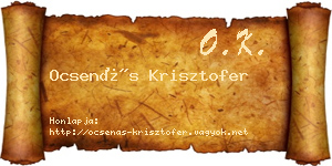 Ocsenás Krisztofer névjegykártya